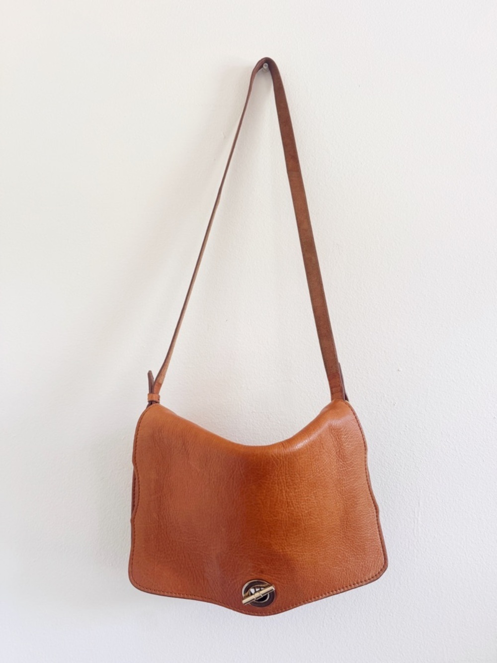 Zara Leather Shoulder Bag in Cognac Brown - Picture 1 of 7